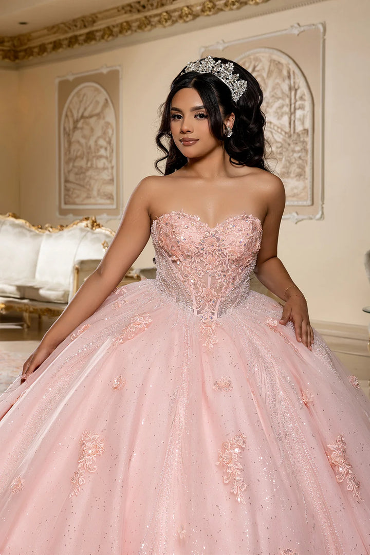 Applique Strapless Ball Gown by May Queen LK288