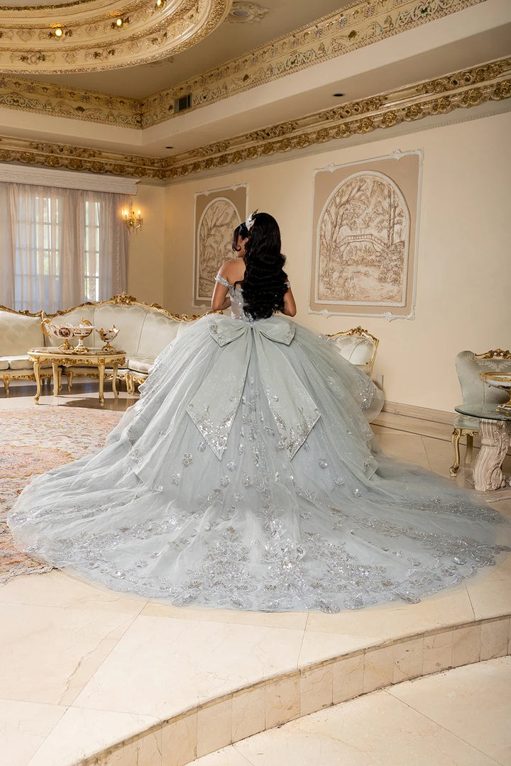 Off Shoulder Layered Ball Gown by May Queen LK293
