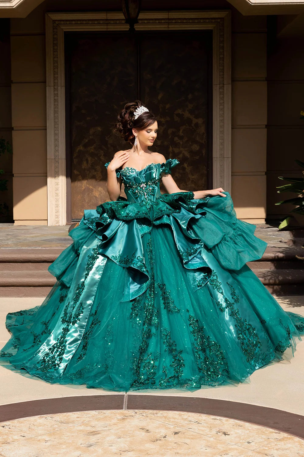 Off Shoulder Corset Ball Gown by May Queen LK307