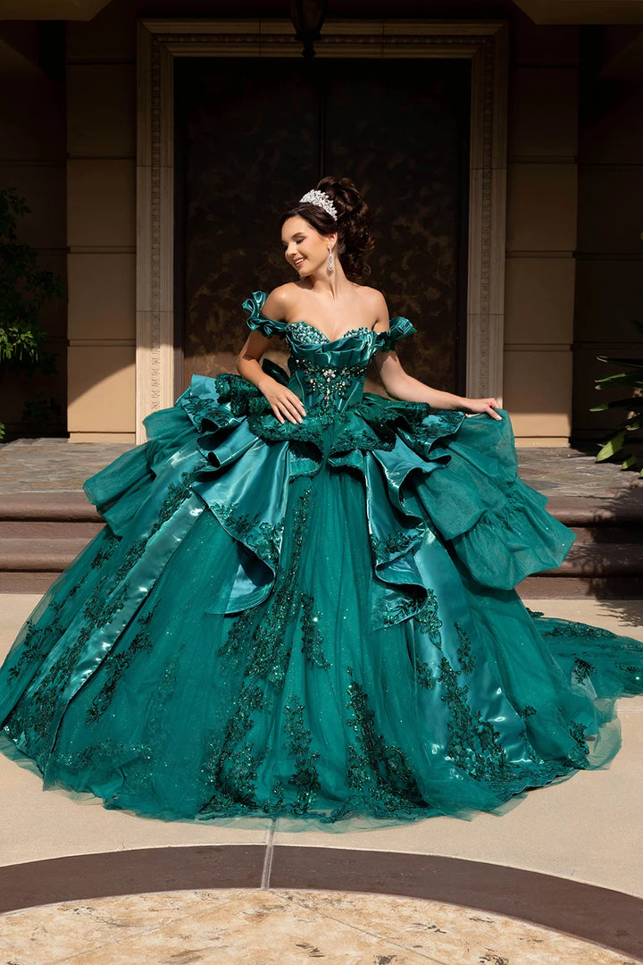 Off Shoulder Corset Ball Gown by May Queen LK307