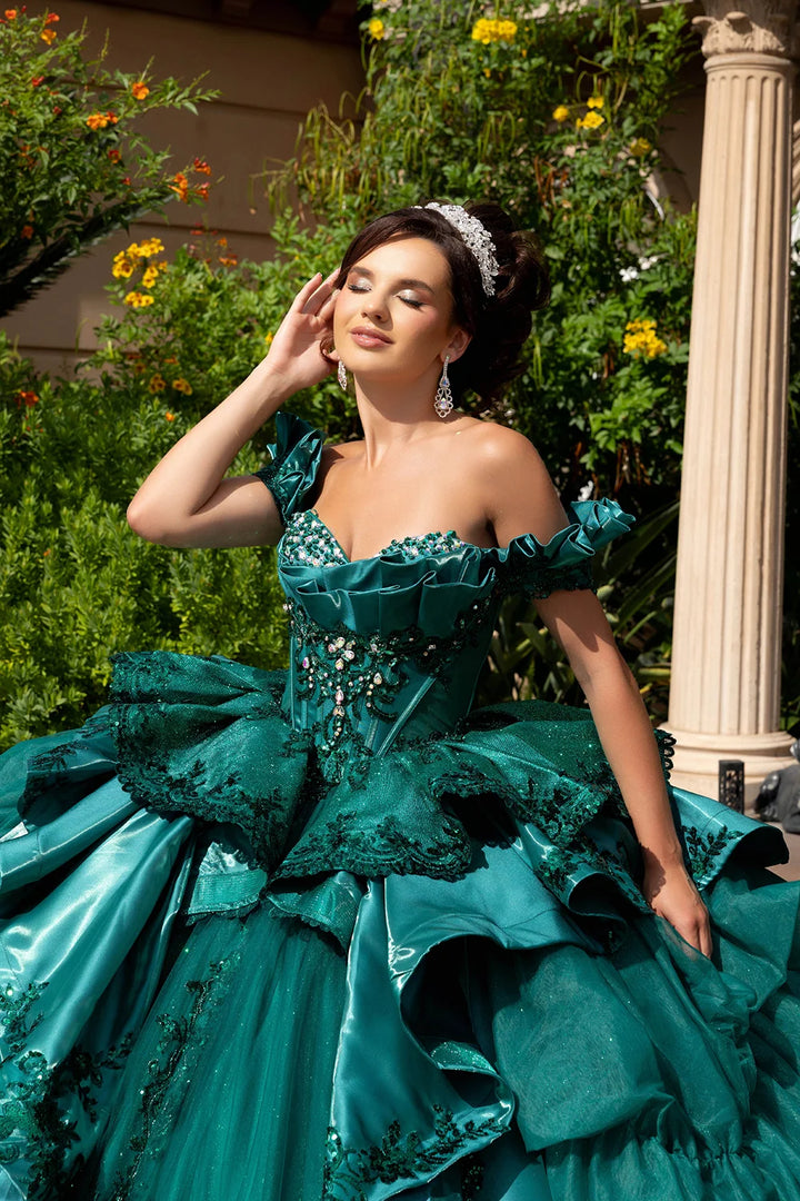 Off Shoulder Corset Ball Gown by May Queen LK307