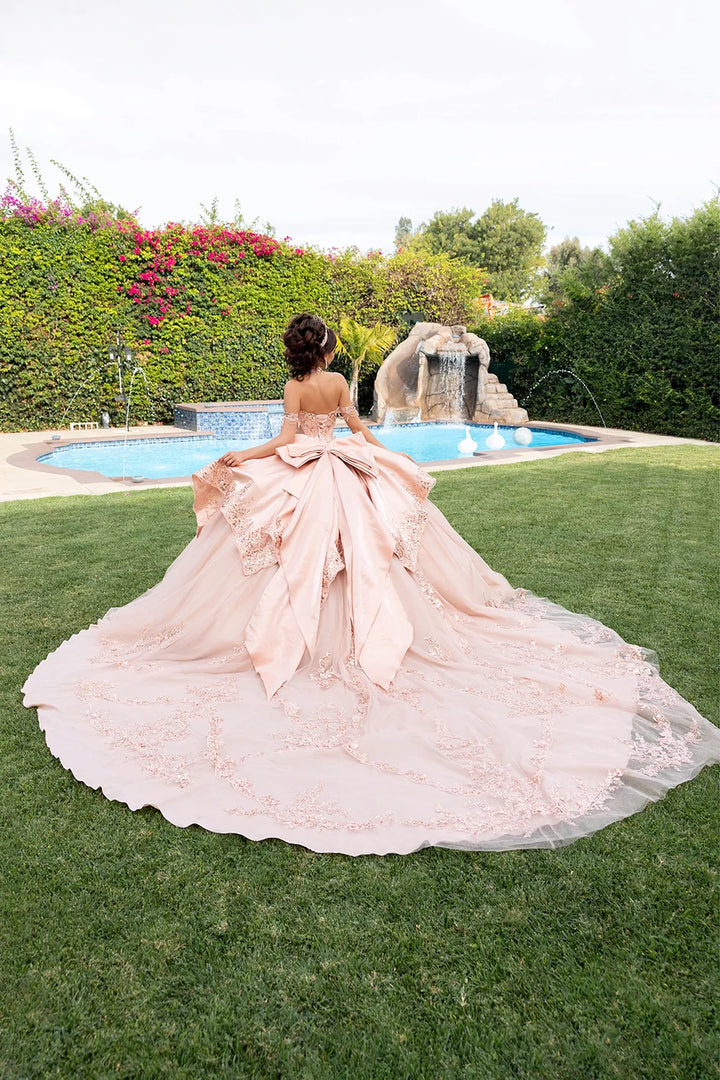 Off Shoulder High Low Ball Gown by May Queen LK314