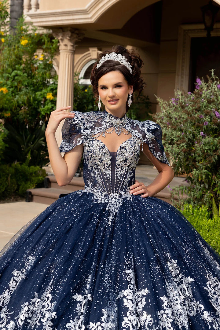 Strapless Bolero Jacket Ball Gown by May Queen LK320