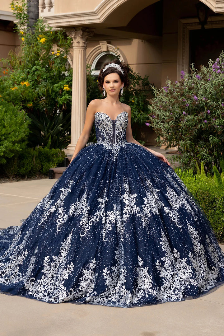 Strapless Bolero Jacket Ball Gown by May Queen LK320
