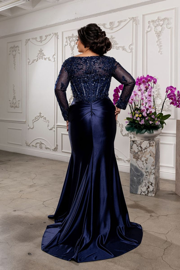 Fitted Long Sleeve Gown by May Queen MQ2204