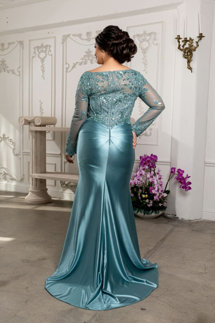 Fitted Long Sleeve Gown by May Queen MQ2204