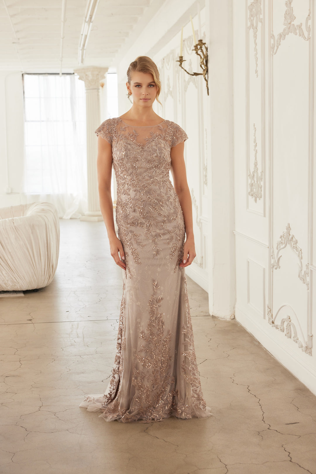 Applique Short Sleeve Gown by Nox Anabel MT110 - Outlet