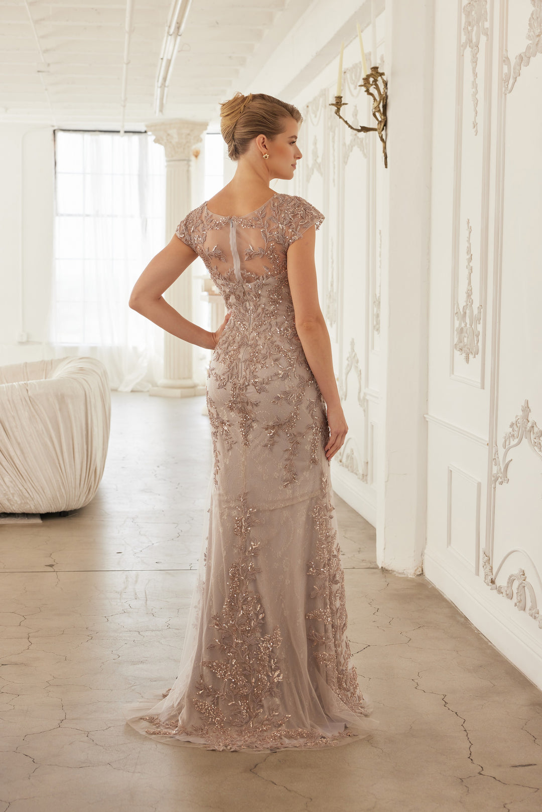 Applique Short Sleeve Gown by Nox Anabel MT110 - Outlet