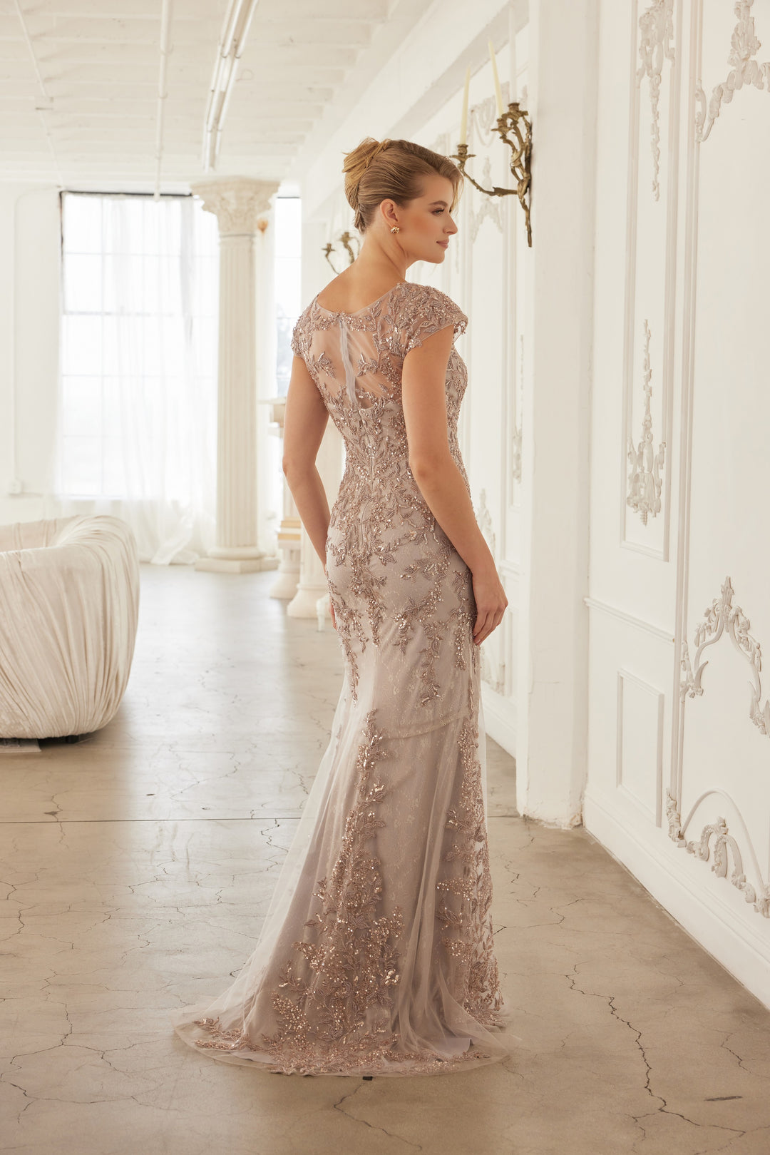 Applique Short Sleeve Gown by Nox Anabel MT110 - Outlet