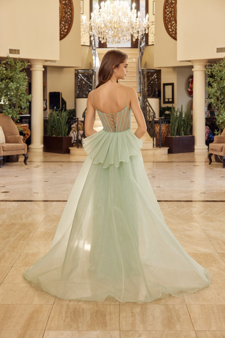 Beaded Sleeveless Overskirt Gown by Nox Anabel N1763
