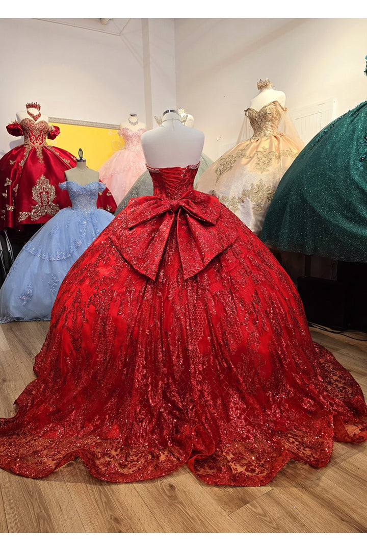 Strapless Sheer Corset Ball Gown by Petite Adele PQ1058