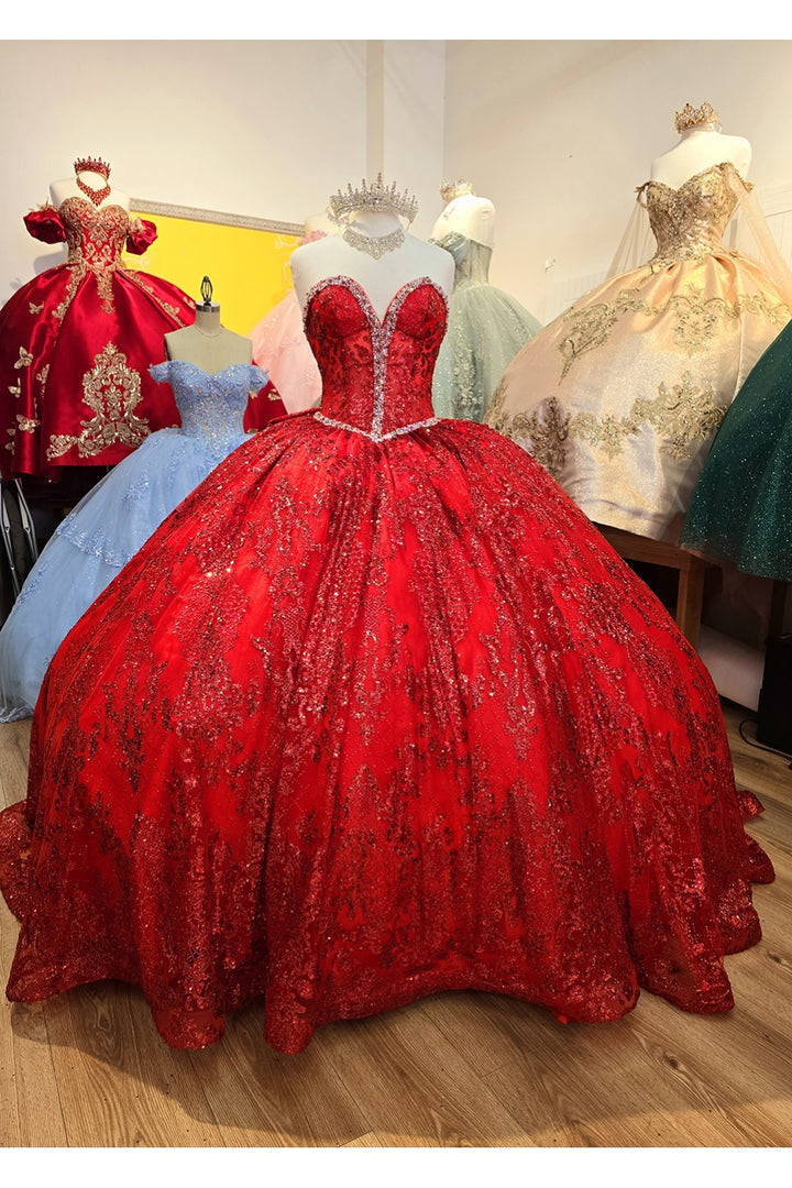 Strapless Sheer Corset Ball Gown by Petite Adele PQ1058