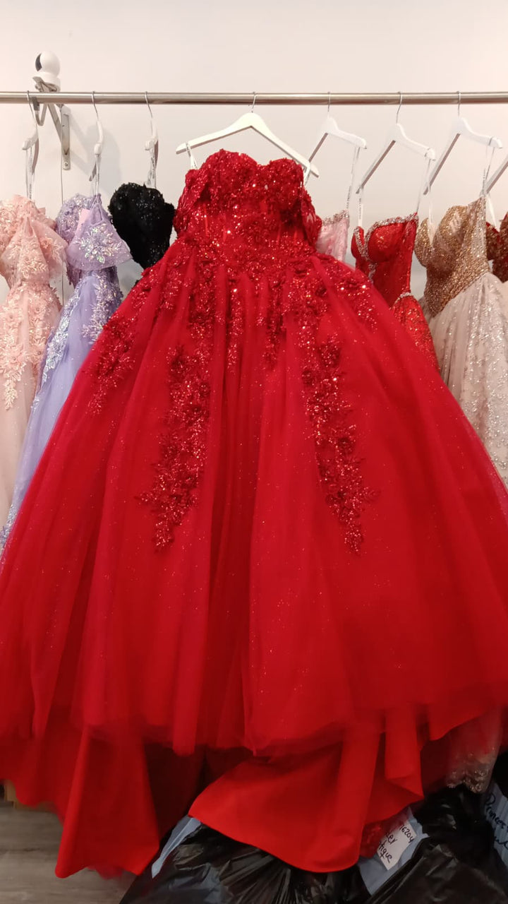 Applique Corset Ball Gown by Petite Adele PQ1070