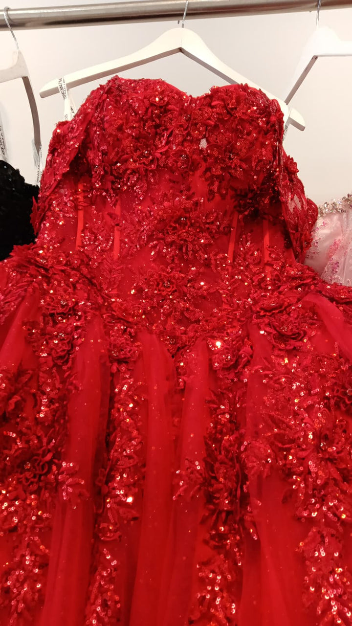 Applique Corset Ball Gown by Petite Adele PQ1070