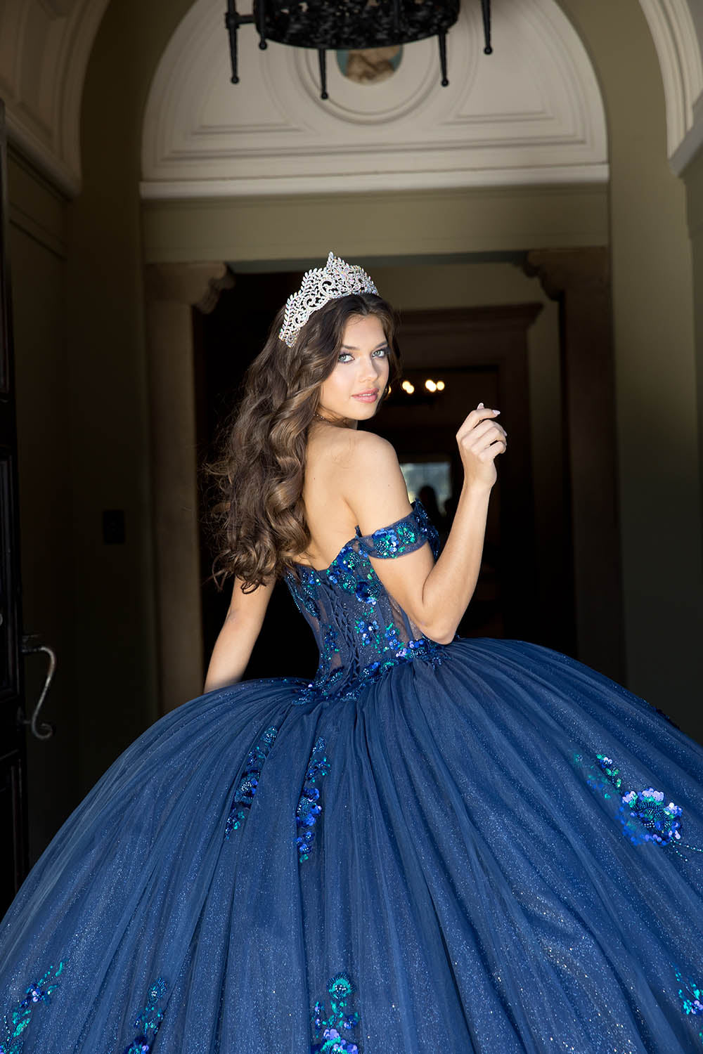 Floral Off Shoulder Ball Gown by Petite Adele PQ1073