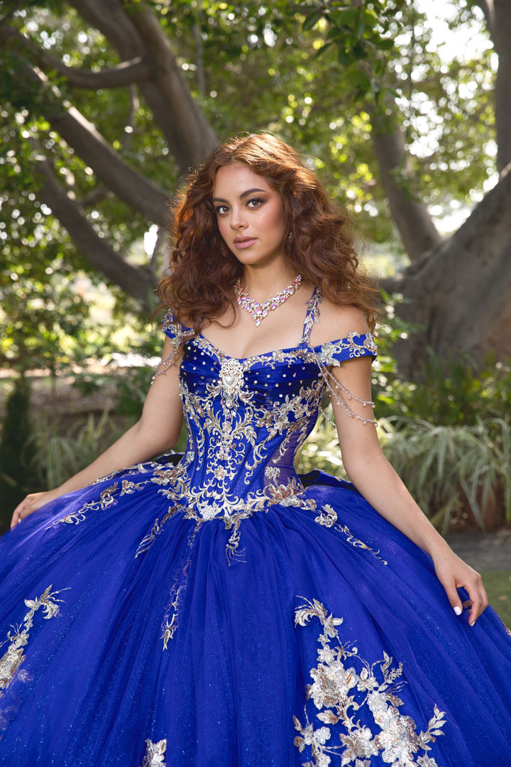 Beaded Off Shoulder Ball Gown by Petite Adele PQ1076