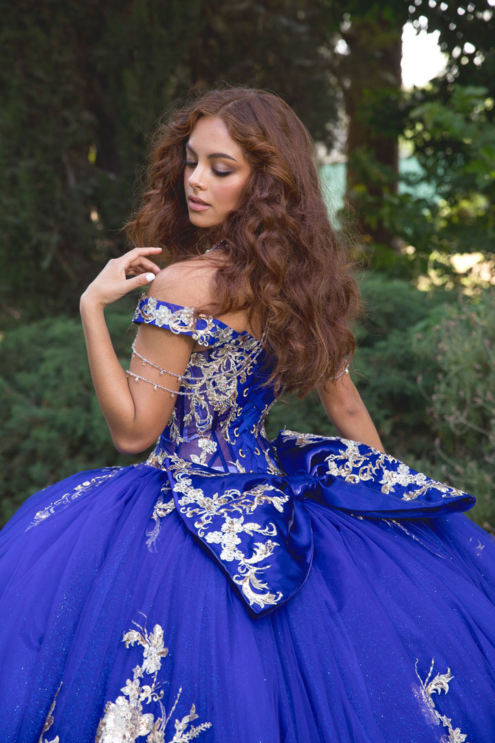 Beaded Off Shoulder Ball Gown by Petite Adele PQ1076