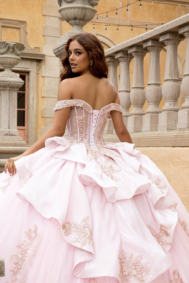 Applique Off Shoulder Ball Gown by Petite Adele PQ1082