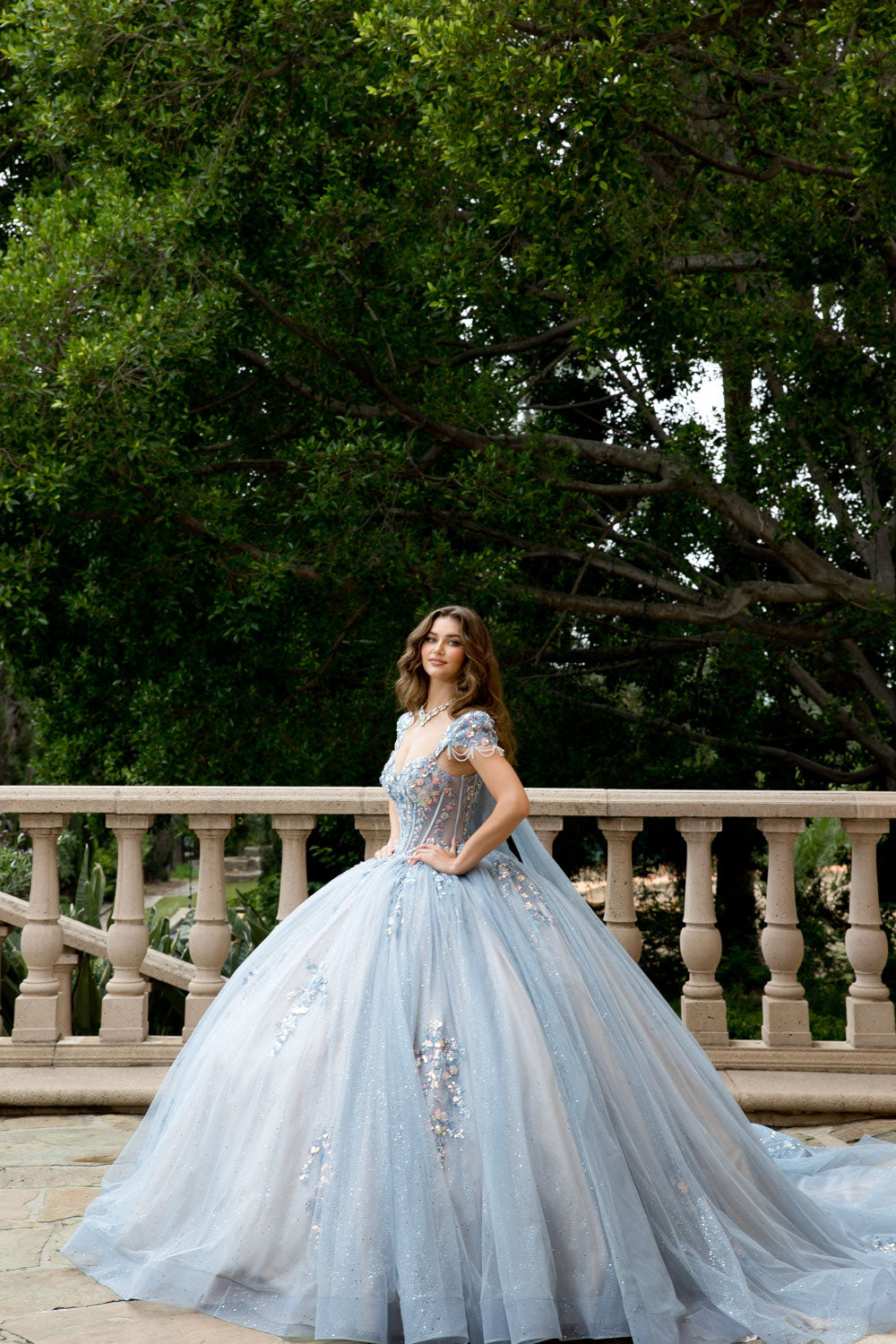 Strapless Cap Sleeve Ball Gown by Petite Adele PQ1094