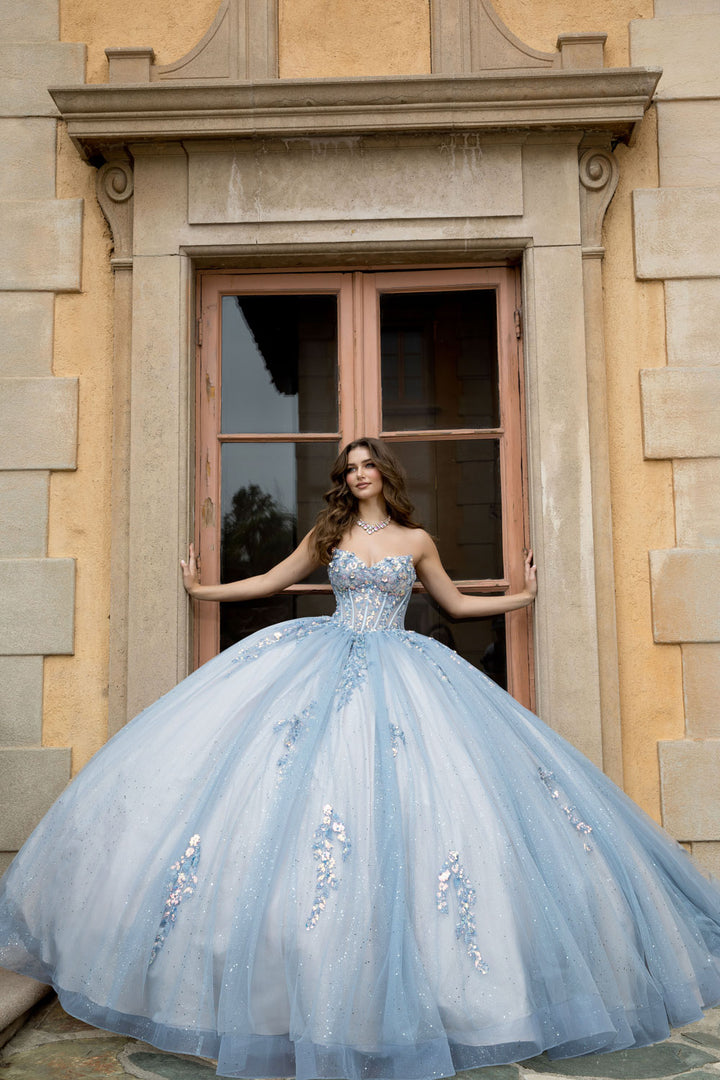 Strapless Cap Sleeve Ball Gown by Petite Adele PQ1094
