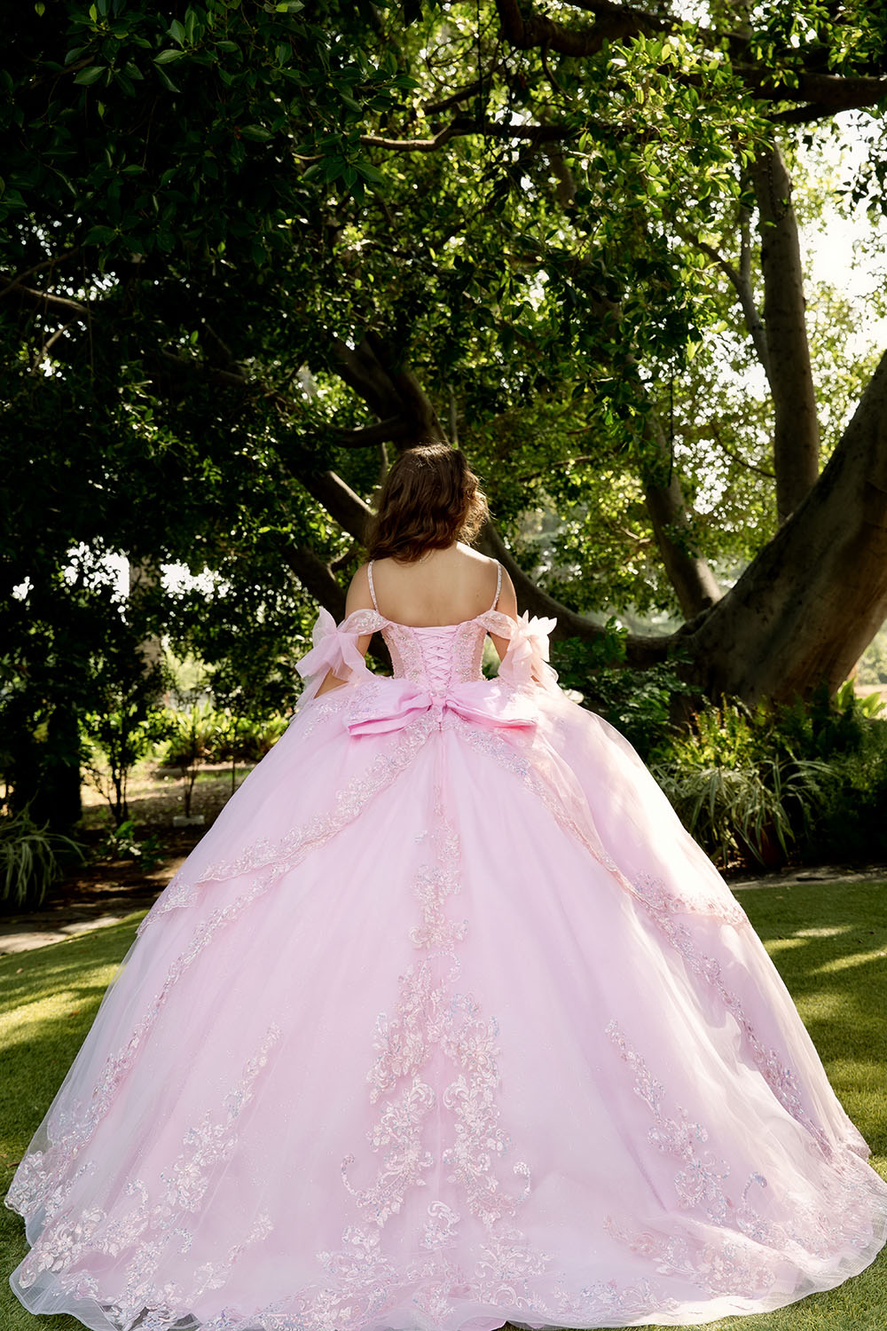 Off Shoulder Bow Ball Gown by Petite Adele PQ1085