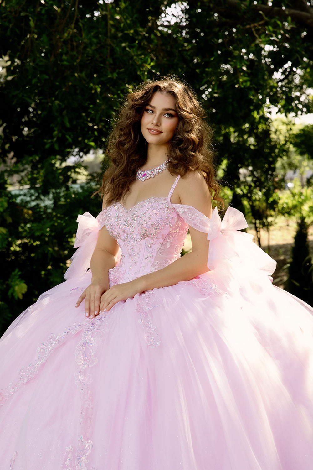 Off Shoulder Bow Ball Gown by Petite Adele PQ1085