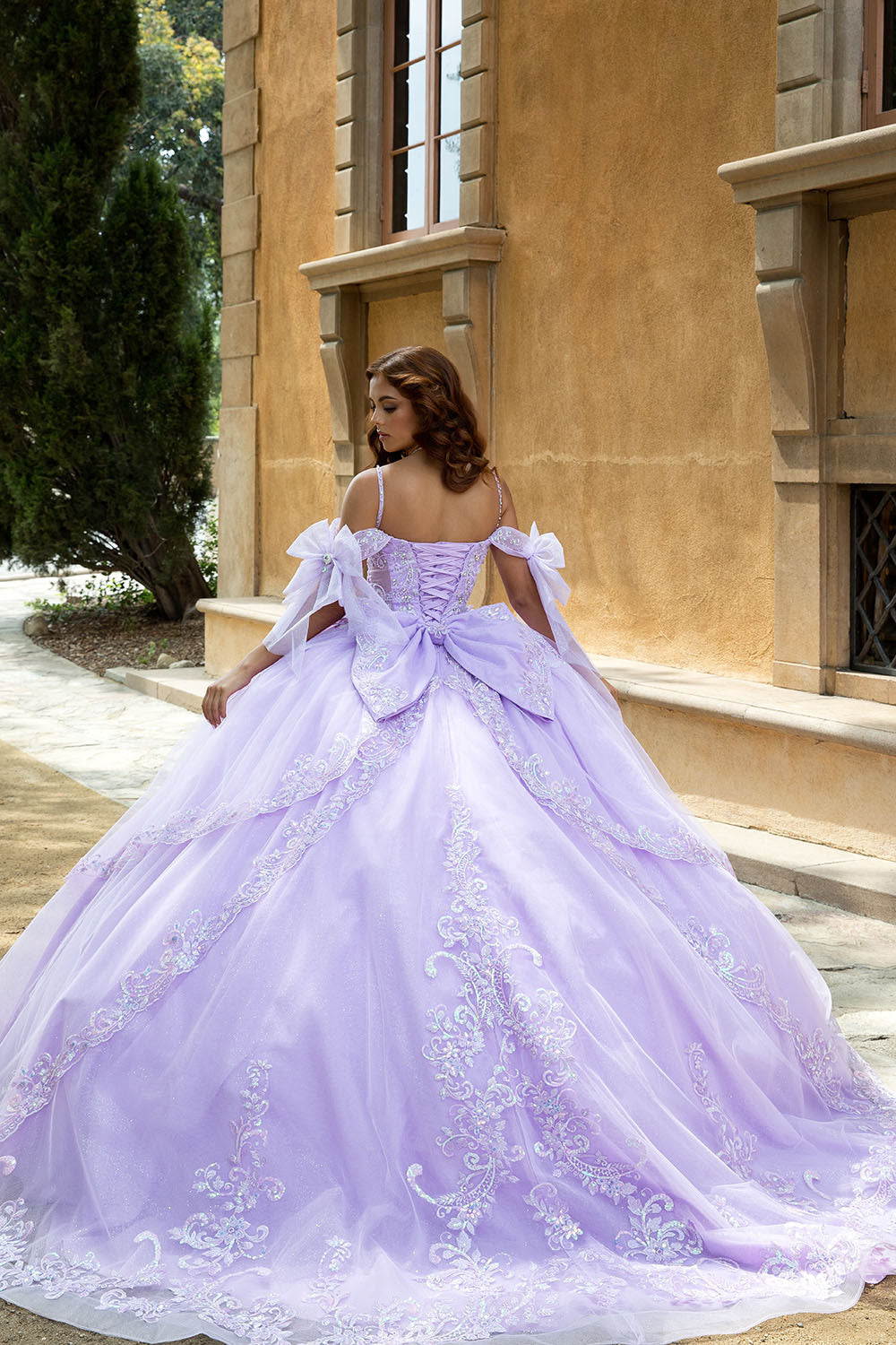 Off Shoulder Bow Ball Gown by Petite Adele PQ1085