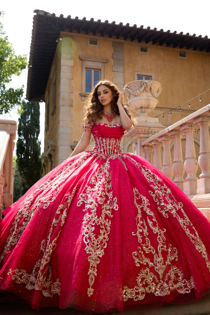 Applique Off Shoulder Ball Gown by Petite Adele PQ1086