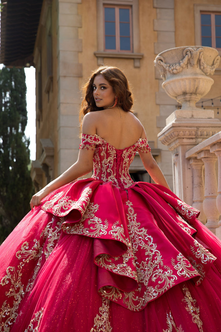 Applique Off Shoulder Ball Gown by Petite Adele PQ1086
