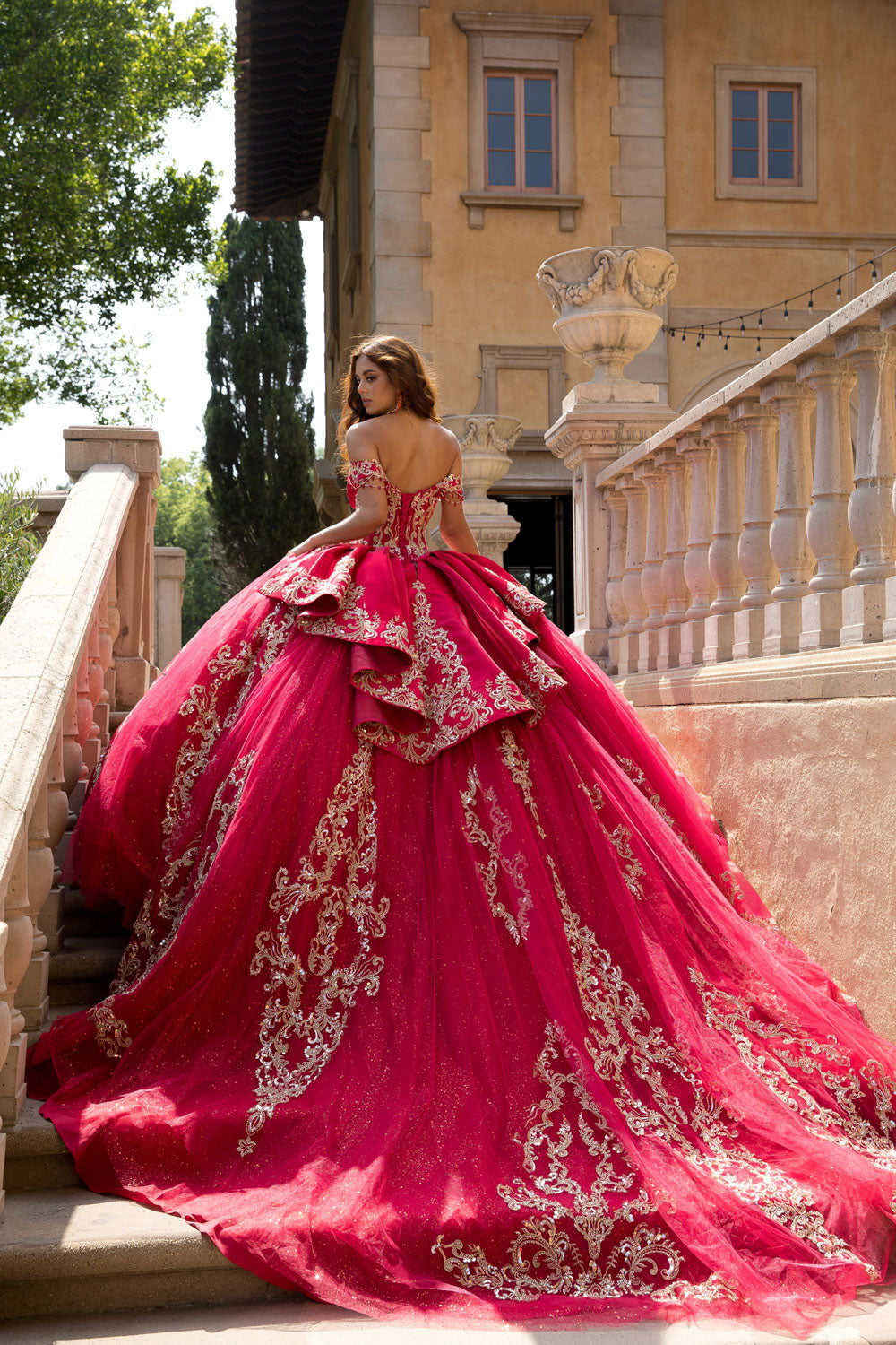 Applique Off Shoulder Ball Gown by Petite Adele PQ1086