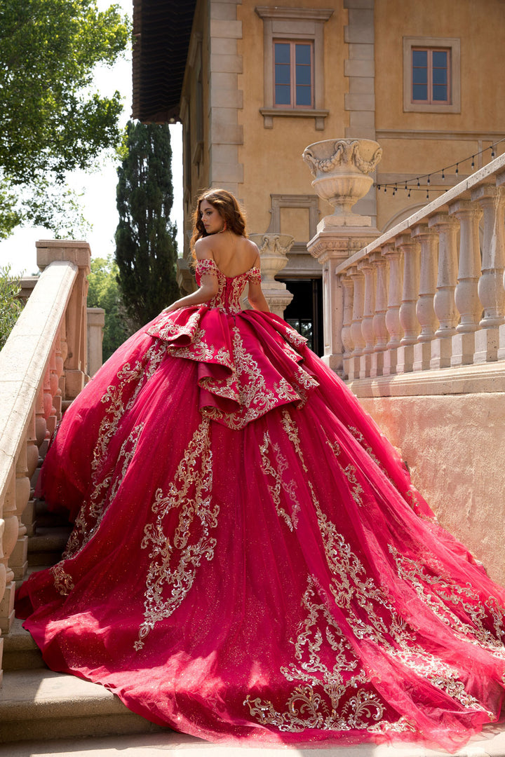 Applique Off Shoulder Ball Gown by Petite Adele PQ1086
