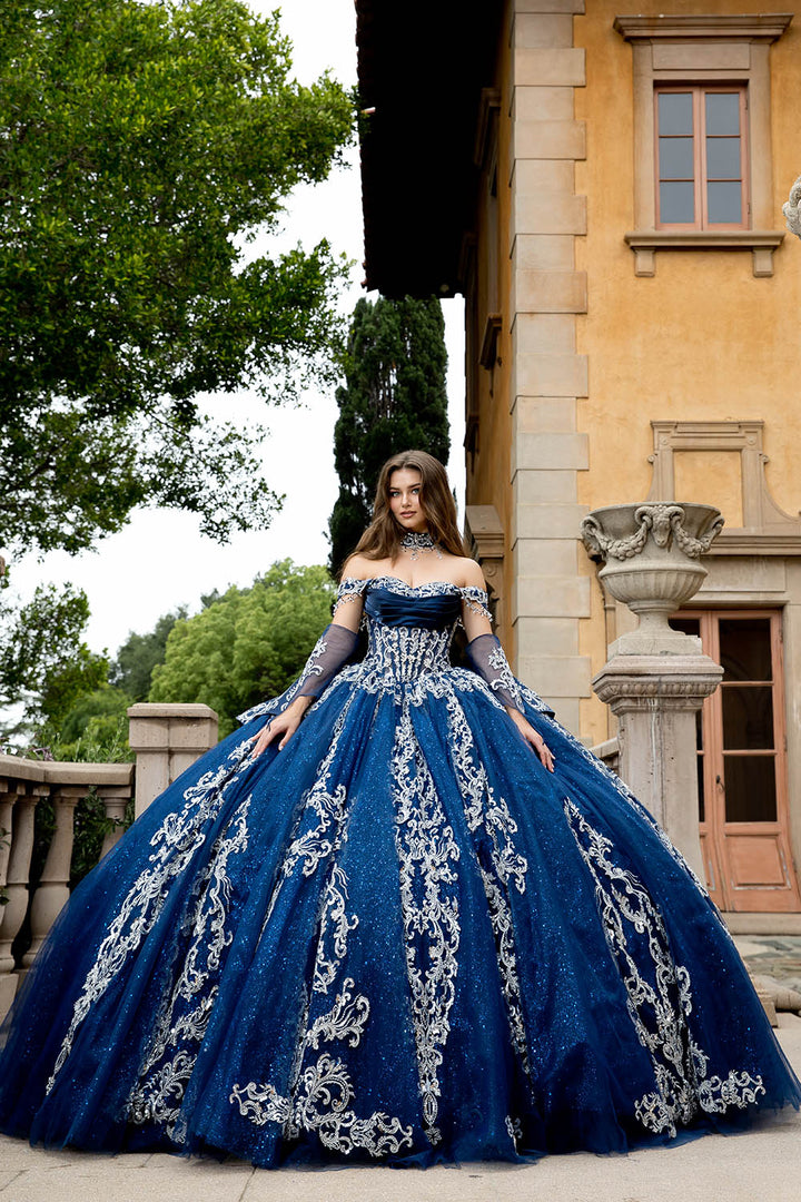 Applique Off Shoulder Ball Gown by Petite Adele PQ1086