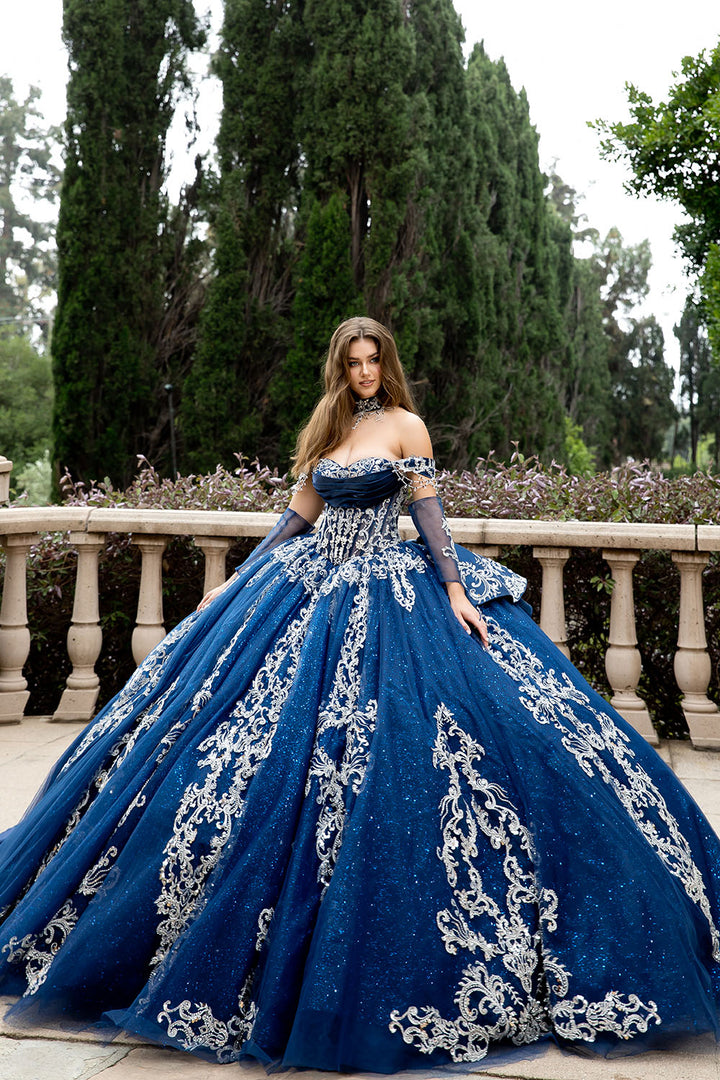 Applique Off Shoulder Ball Gown by Petite Adele PQ1086