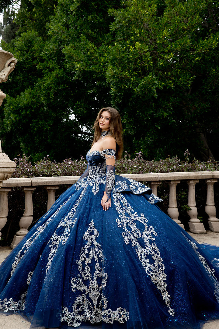 Applique Off Shoulder Ball Gown by Petite Adele PQ1086