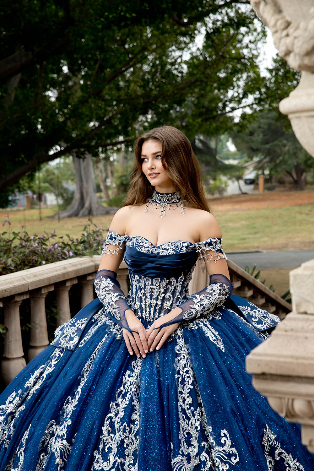 Applique Off Shoulder Ball Gown by Petite Adele PQ1086