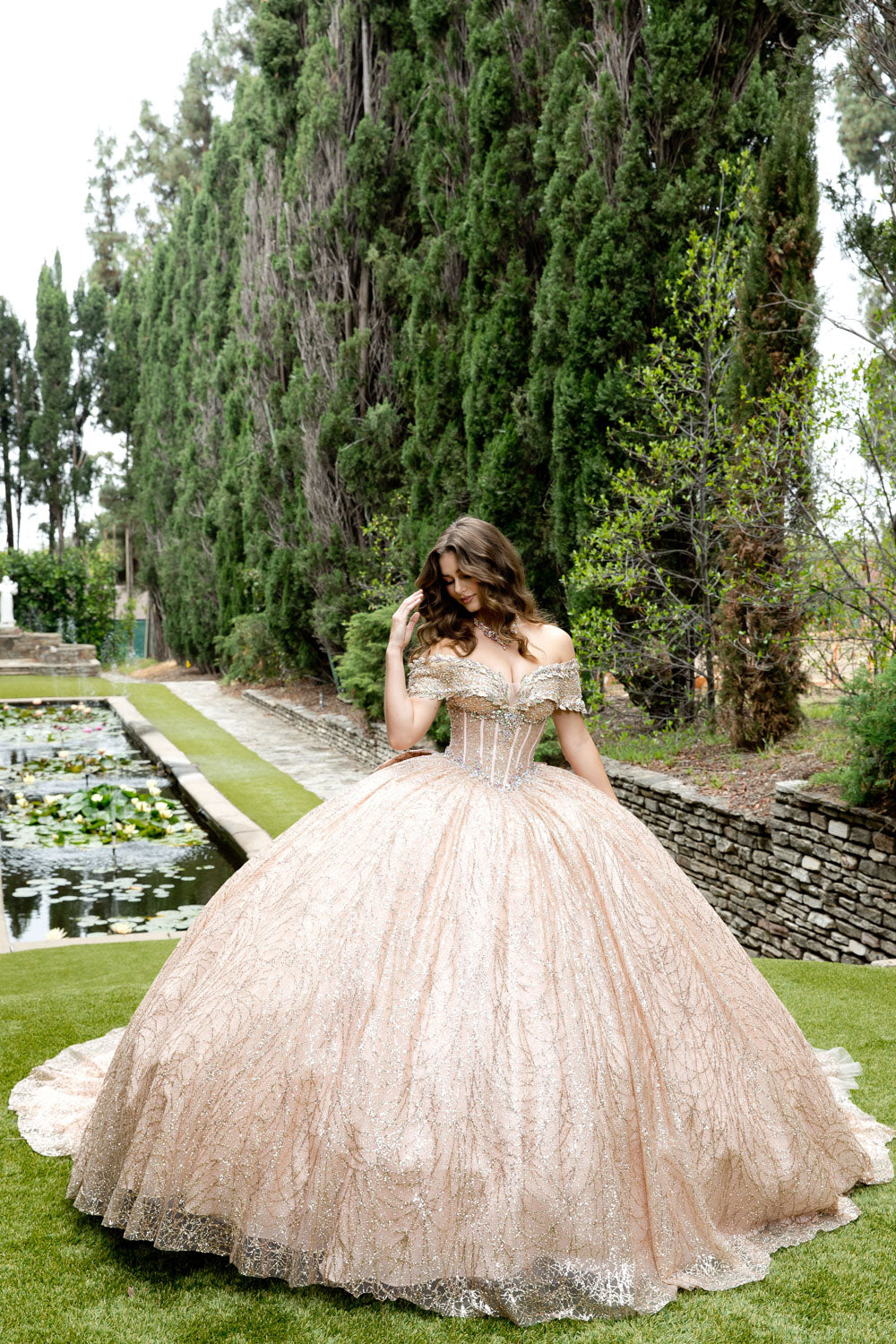 Off Shoulder Corset Ball Gown by Petite Adele PQ1087