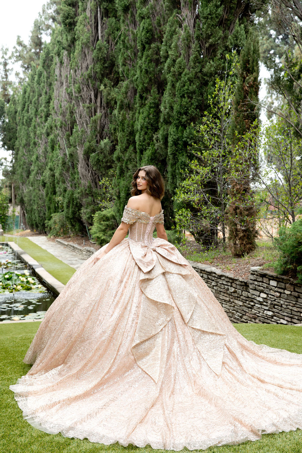 Off Shoulder Corset Ball Gown by Petite Adele PQ1087