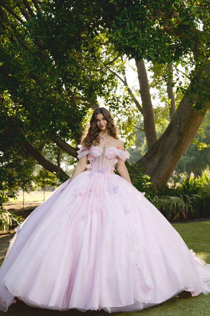 Off Shoulder Corset Ball Gown by Petite Adele PQ1088