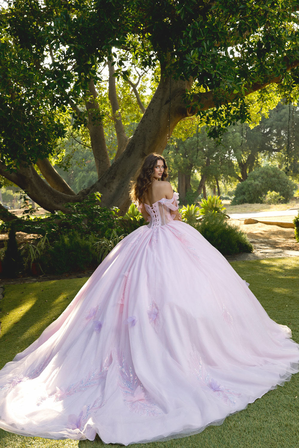Off Shoulder Corset Ball Gown by Petite Adele PQ1088