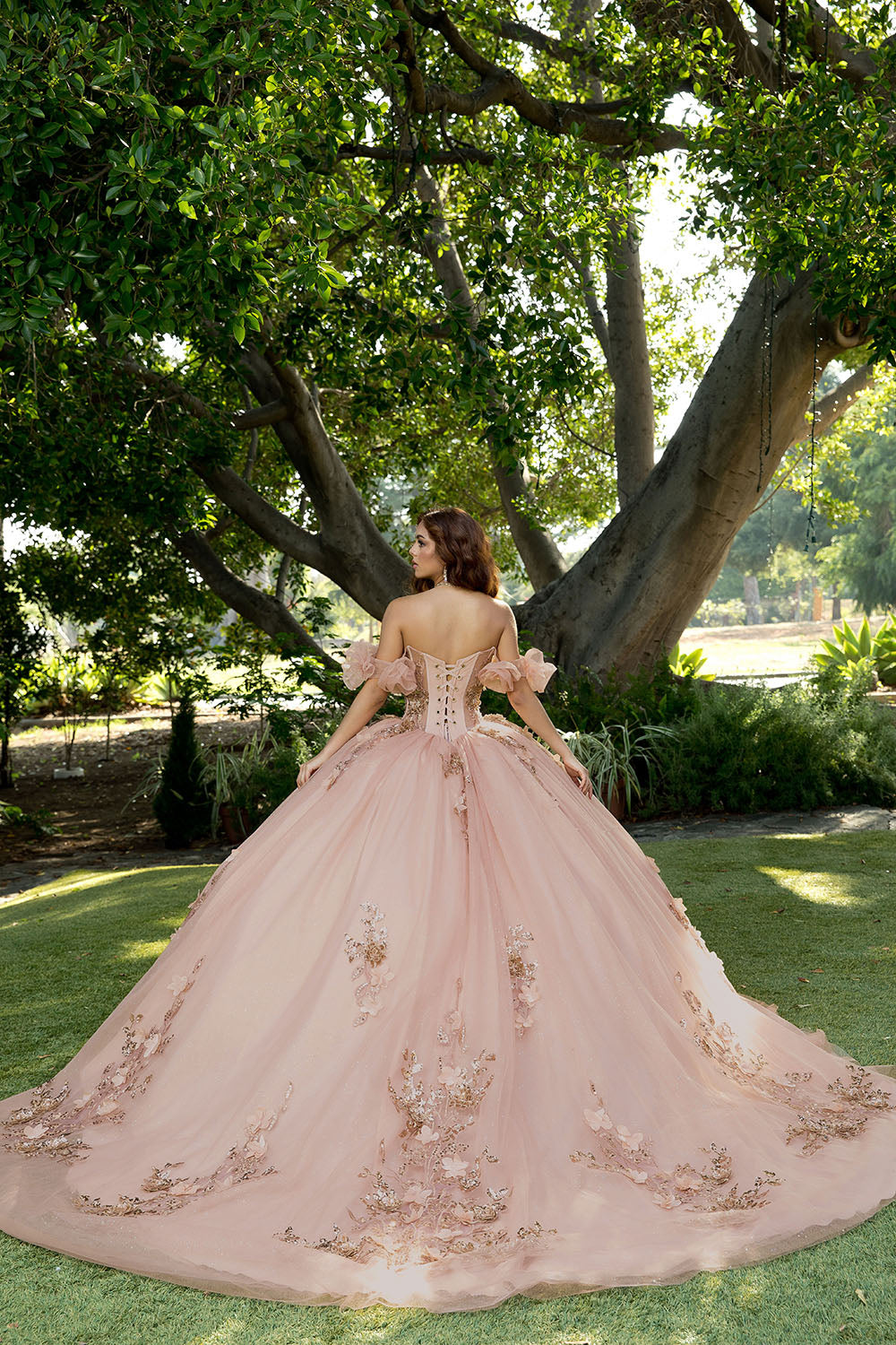 3D Floral Strapless Ball Gown by Petite Adele PQ1089 S / Rose Gold 3D Floral Strapless Ball Gown by Petite Adele PQ1089 S / Rose Gold
