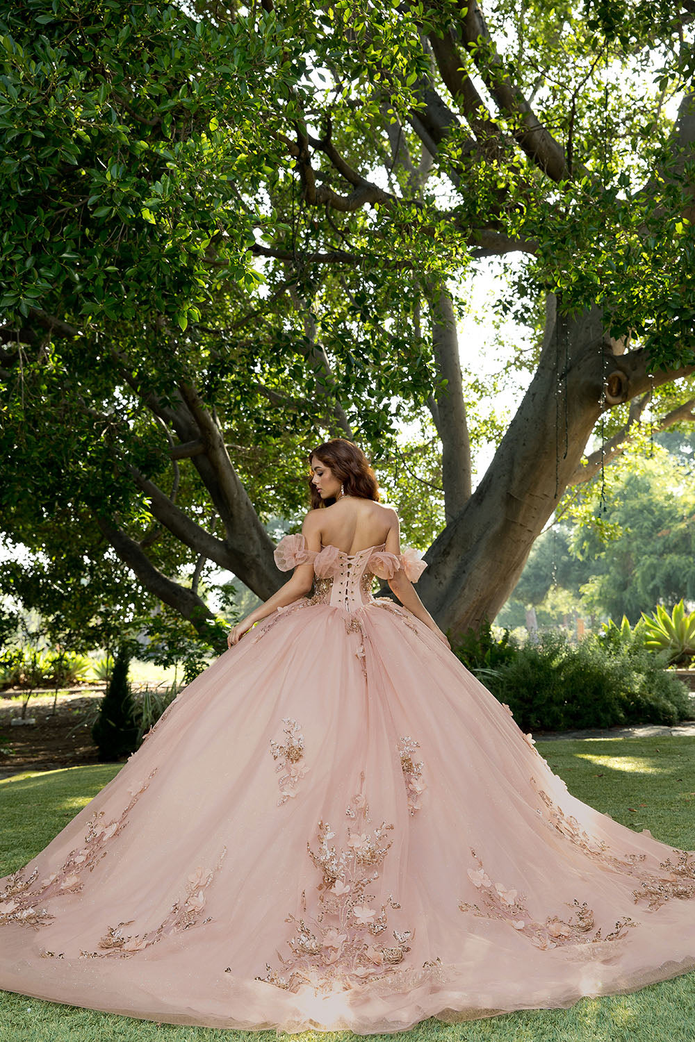 3D Floral Strapless Ball Gown by Petite Adele PQ1089