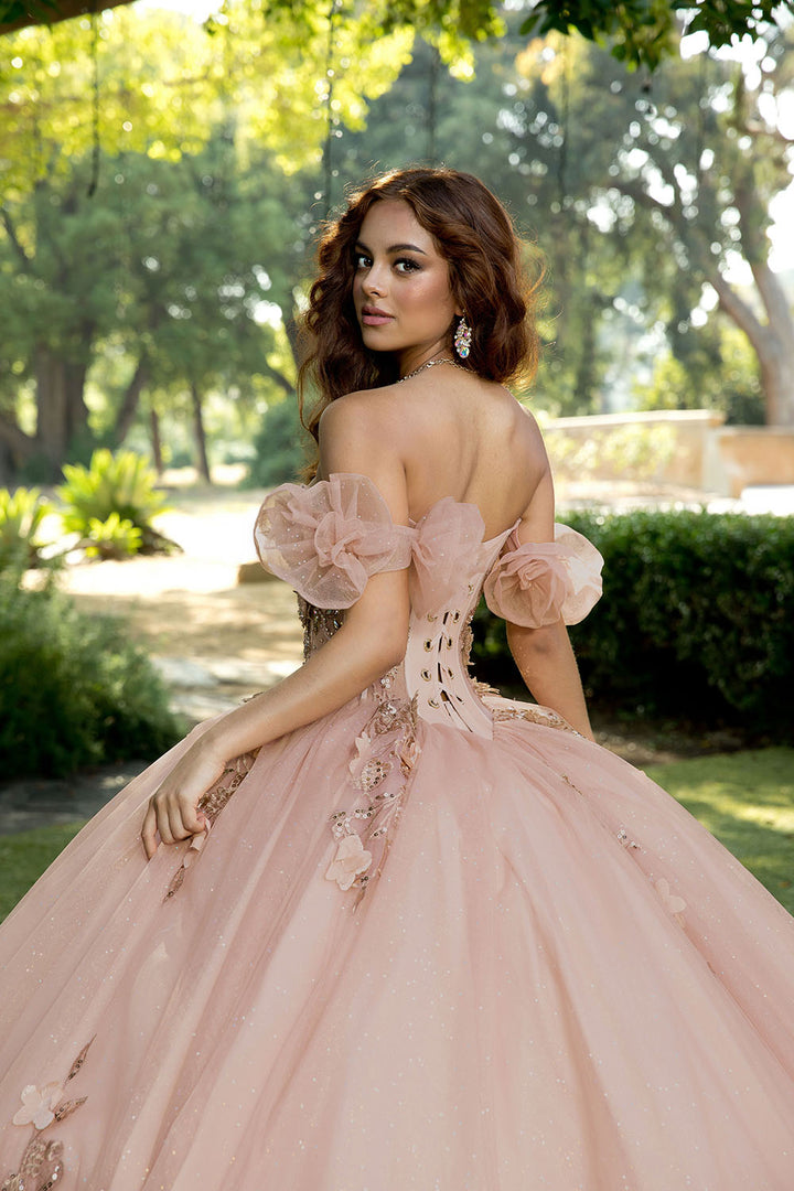 3D Floral Strapless Ball Gown by Petite Adele PQ1089