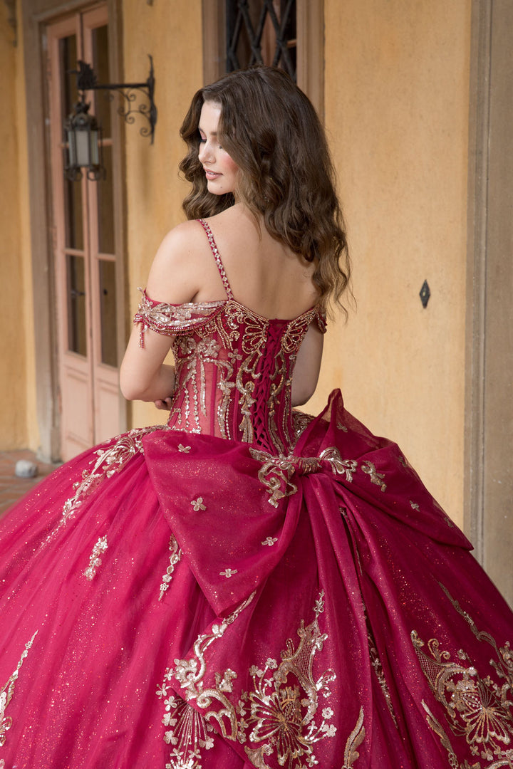 Beaded Off Shoulder Ball Gown by Petite Adele PQ1090