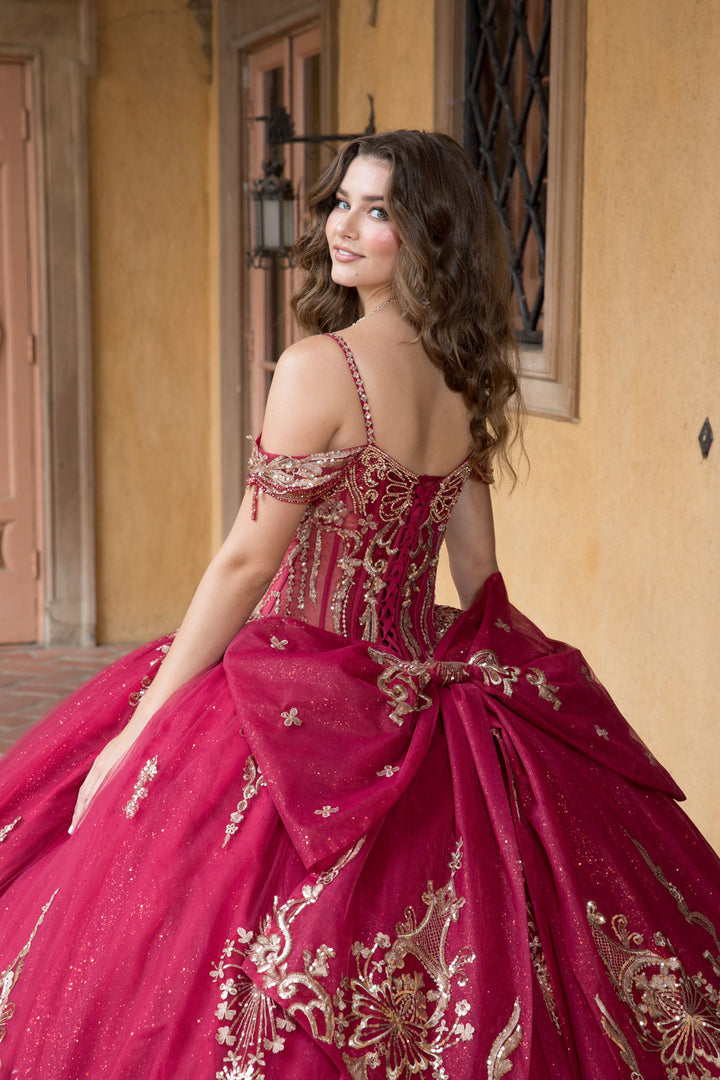 Beaded Off Shoulder Ball Gown by Petite Adele PQ1090