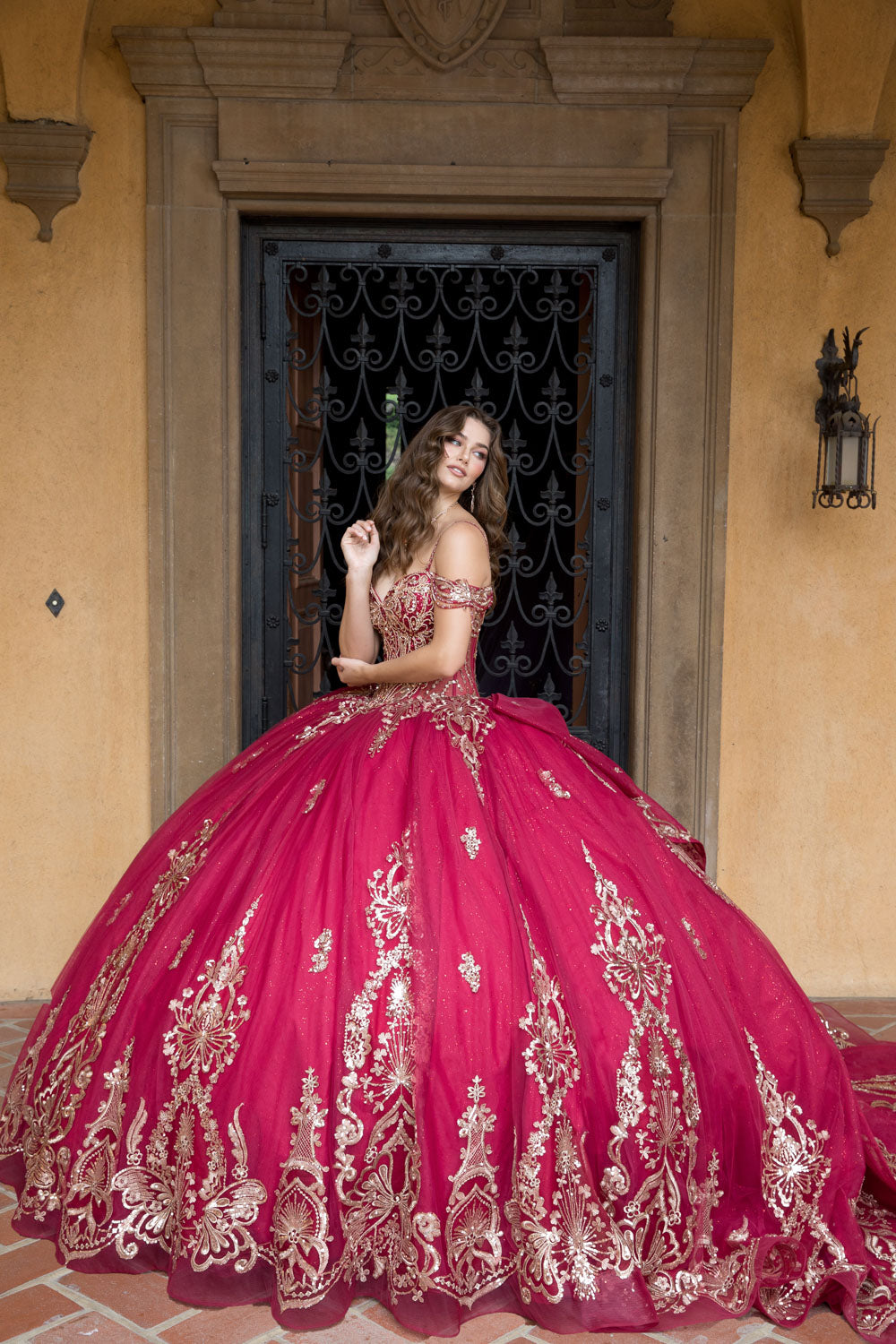Beaded Off Shoulder Ball Gown by Petite Adele PQ1090