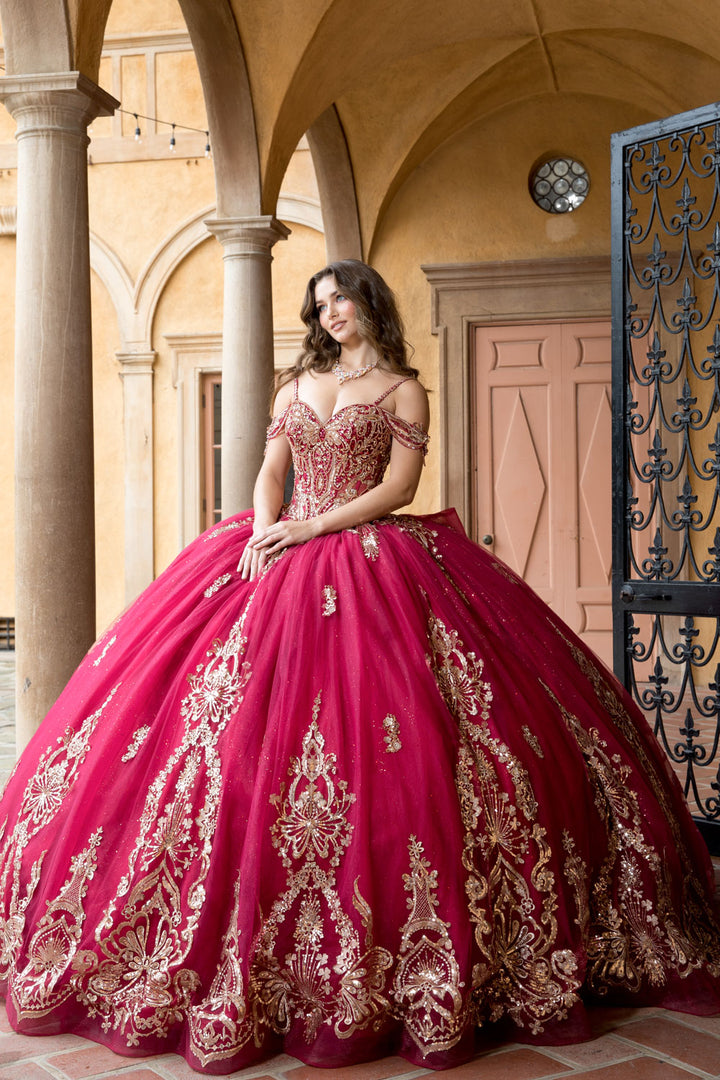 Beaded Off Shoulder Ball Gown by Petite Adele PQ1090