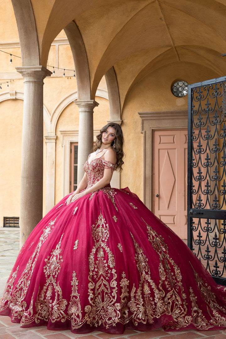 Beaded Off Shoulder Ball Gown by Petite Adele PQ1090