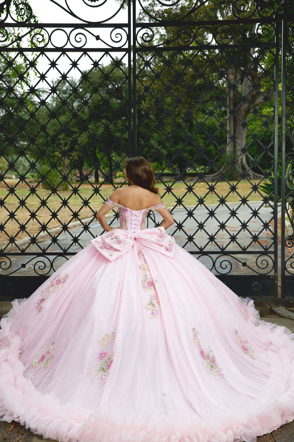 Off Shoulder Ruffled Ball Gown by Petite Adele PQ1095