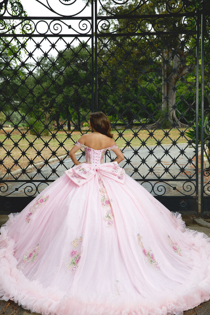 Off Shoulder Ruffled Ball Gown by Petite Adele PQ1095