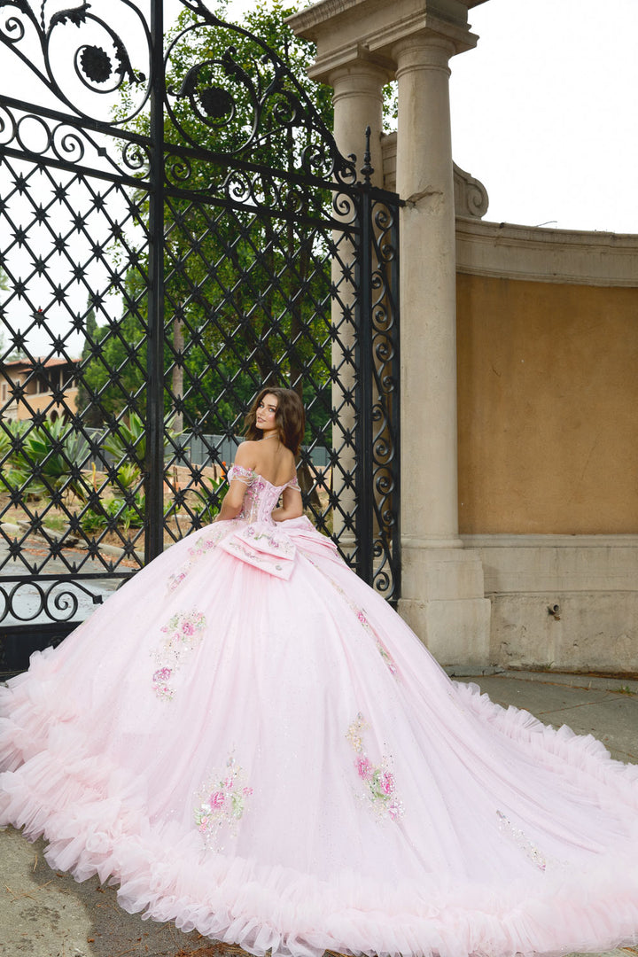 Off Shoulder Ruffled Ball Gown by Petite Adele PQ1095